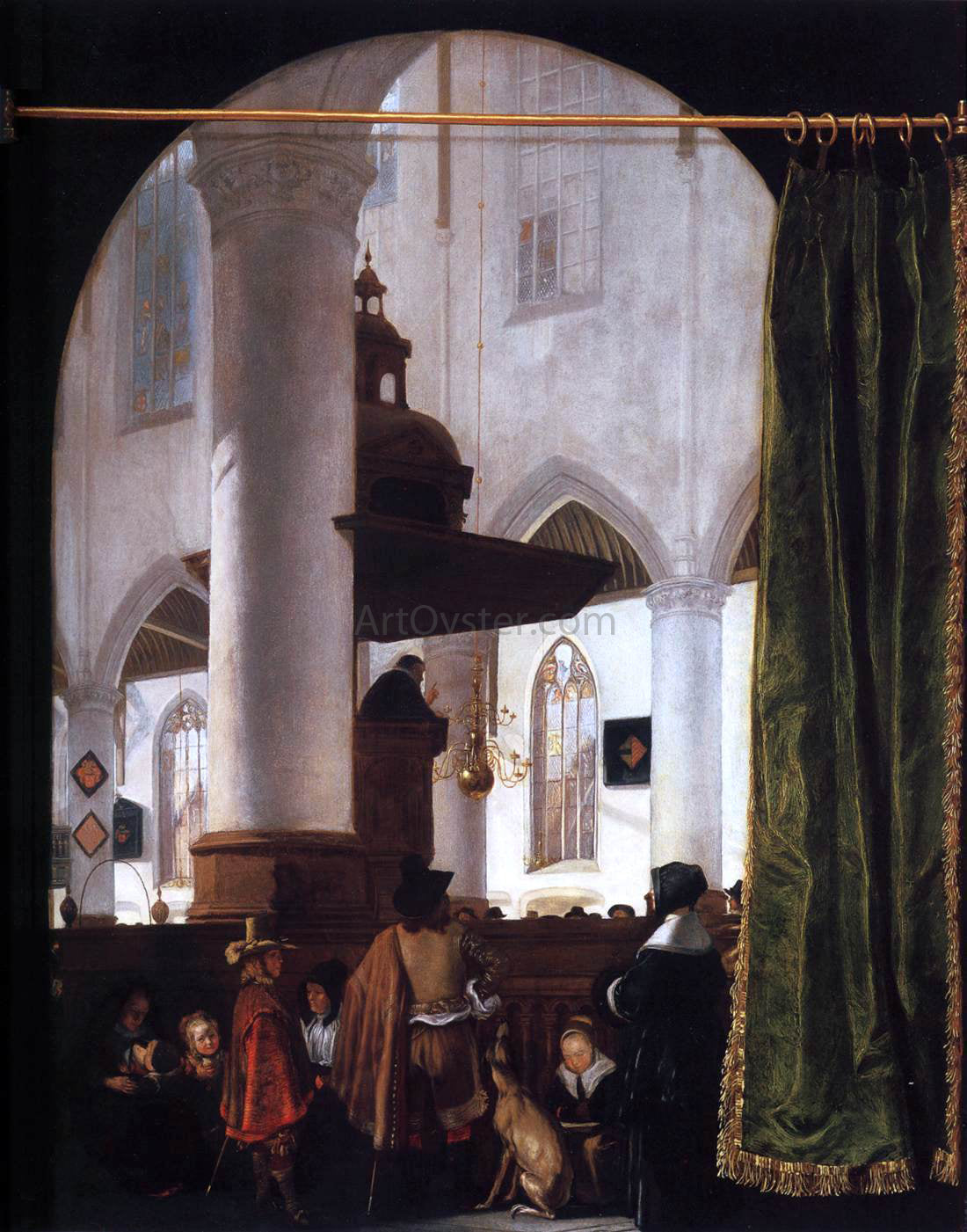 Emanuel De Witte A Sermon in the Oude Kerk, Delft - Canvas Print