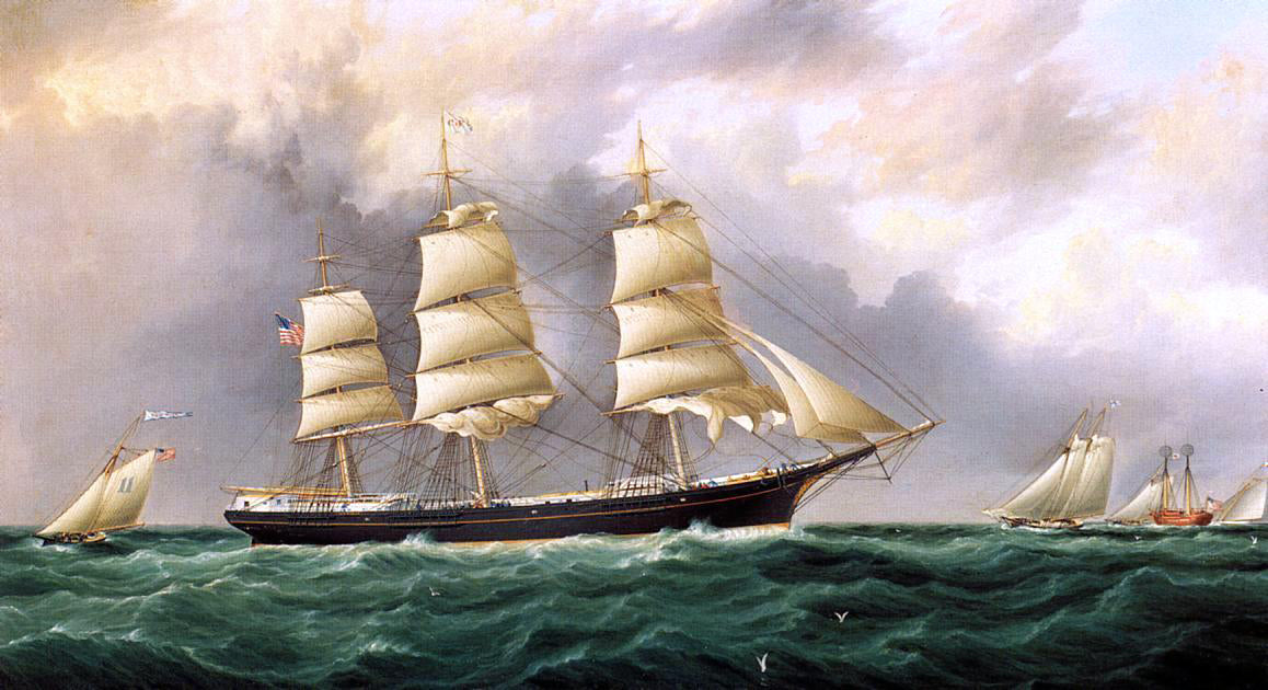James E Buttersworth A Ship's Portrait near Sandy Hook - Canvas Print