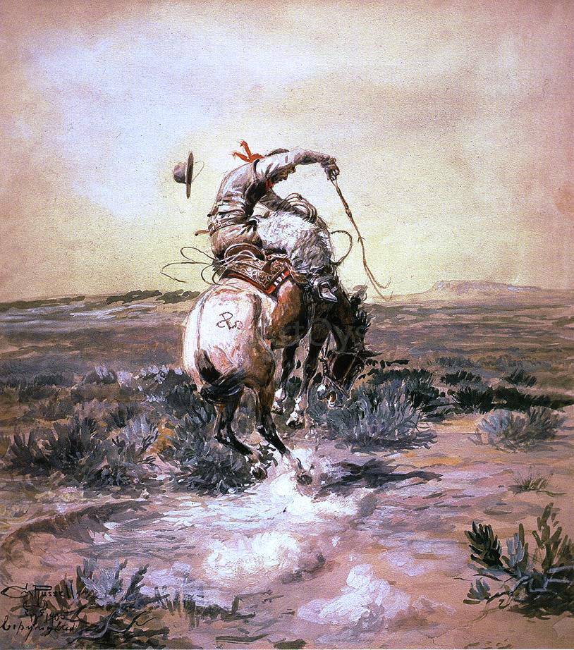 Charles Marion Russell A Slick Rider - Canvas Print