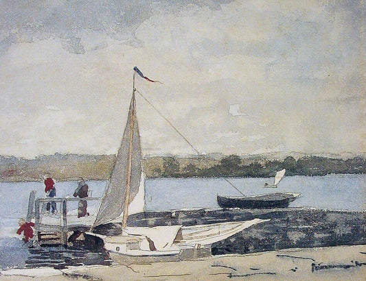 Winslow Homer A Sloop at a Wharf, Gloucester - Canvas Print