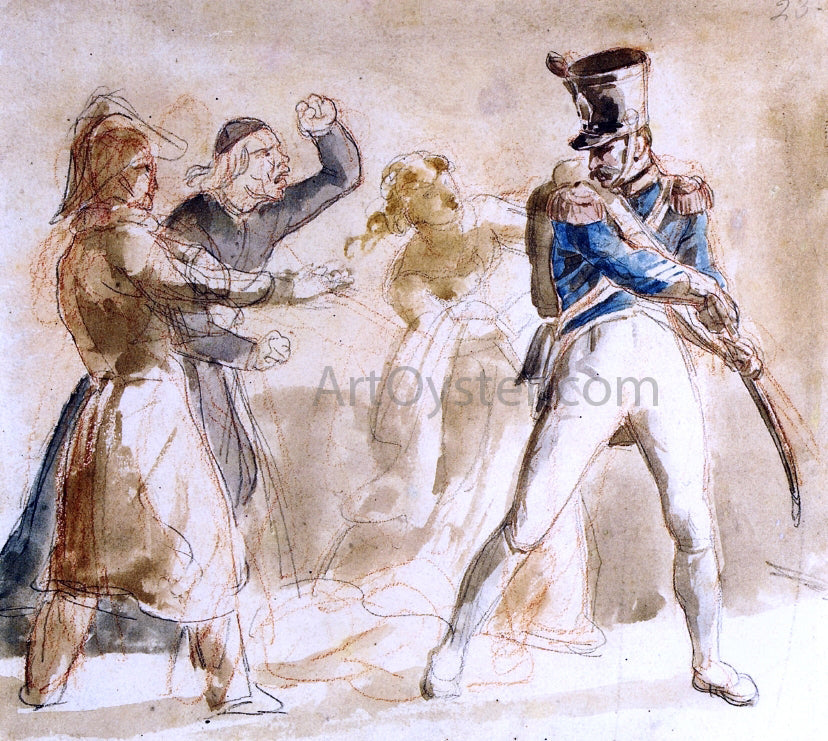 Theodore Gericault A Soldier Berated by a Priest - Canvas Print