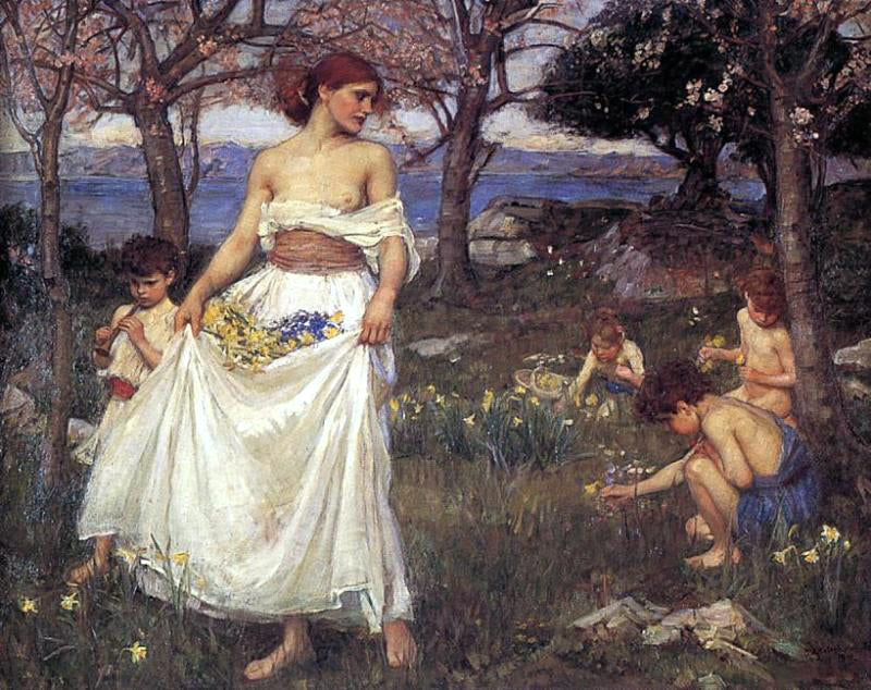John William Waterhouse A Song of Springtime - Canvas Print