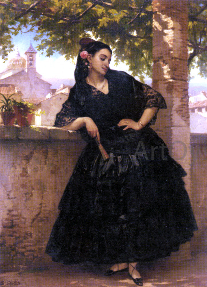 Eugene Francois Giraud A Spanish Beauty with a Fan - Canvas Print