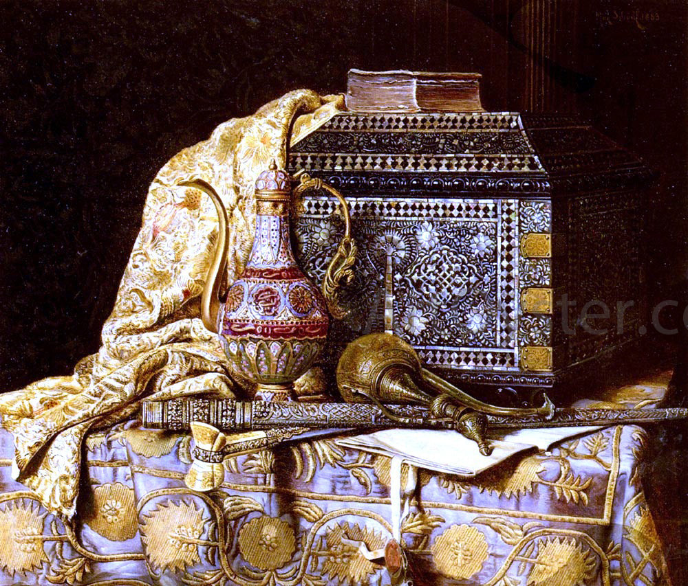 Max Schodl A Still Life With Oriental Objects - Canvas Print