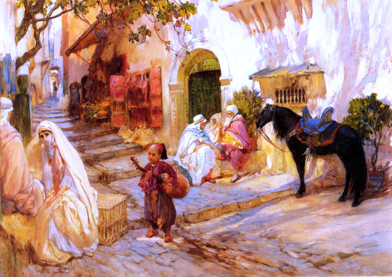 Frederick Arthur Bridgman A Street in Algeria - Canvas Print
