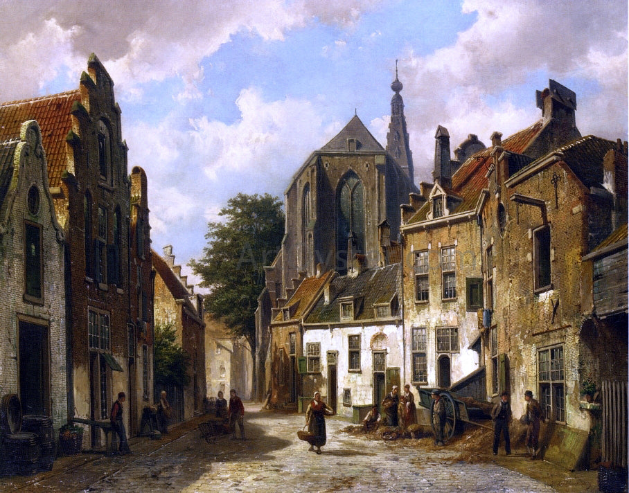 Willem Koekkoek A Street Scene in Holland - Canvas Print