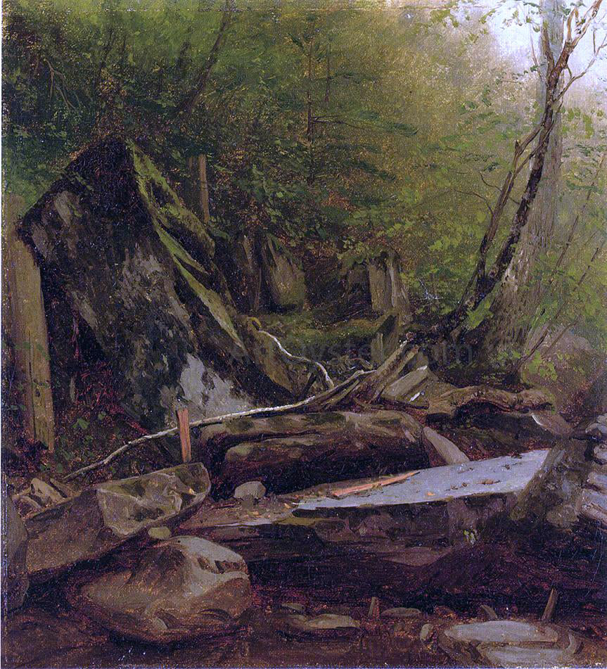 Sanford Robinson Gifford A Study of Rocks at Kauterskill Cove - Canvas Print