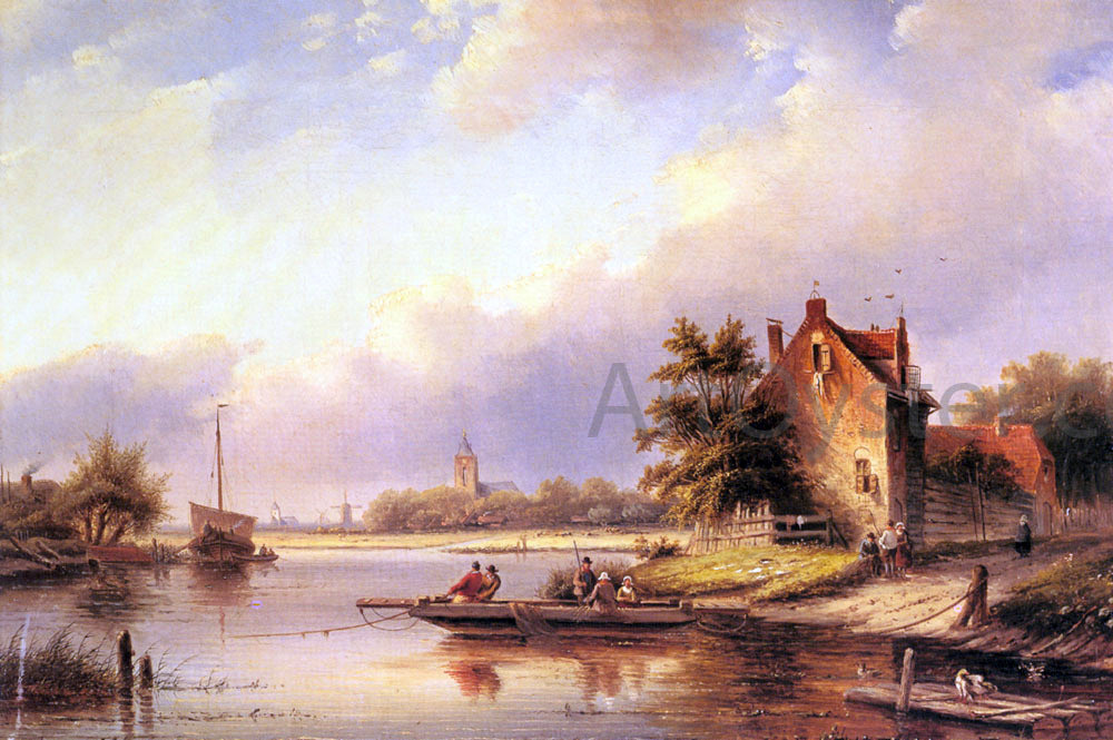 Jan Coenraad Spohler A Summer's Day at the Ferry Crossing - Canvas Print