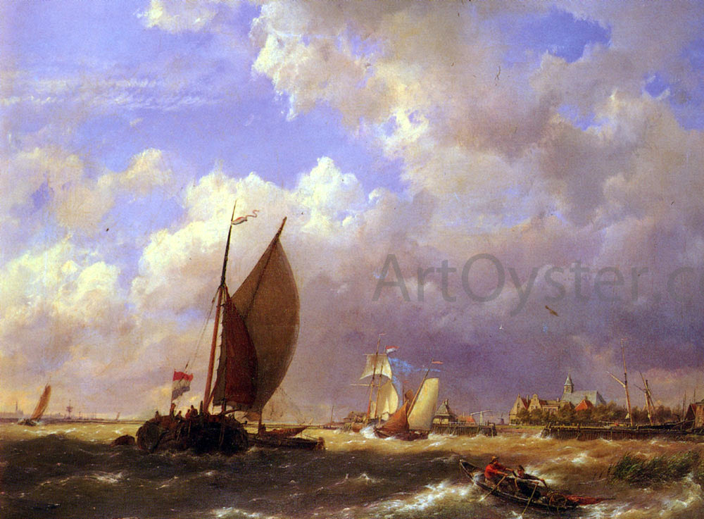 Cornelis Christiaan Dommelshuizen A Sunlit Dock - Canvas Print