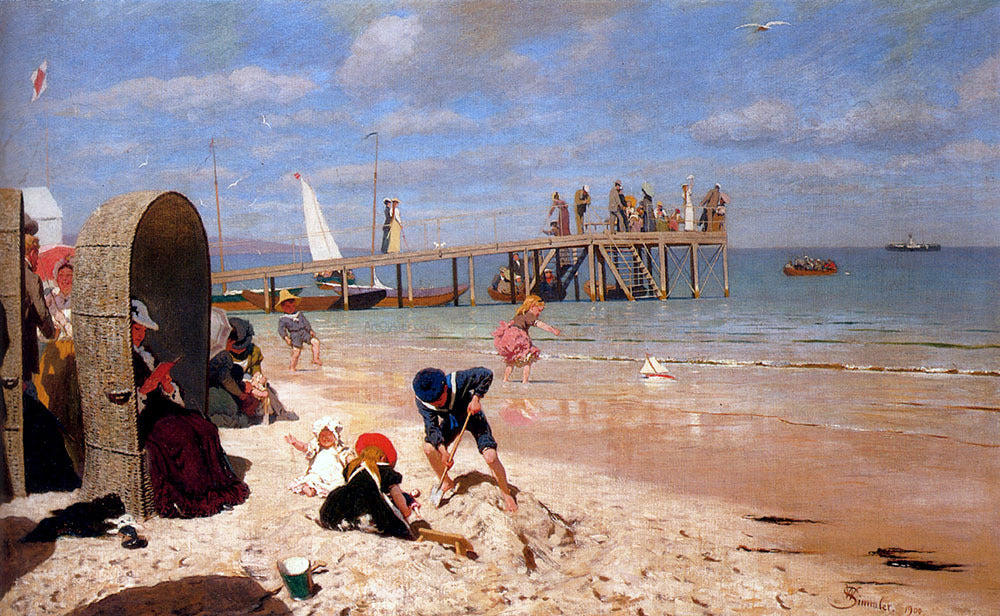 Wilhelm Simmler A Sunny Day At The Beach - Canvas Print