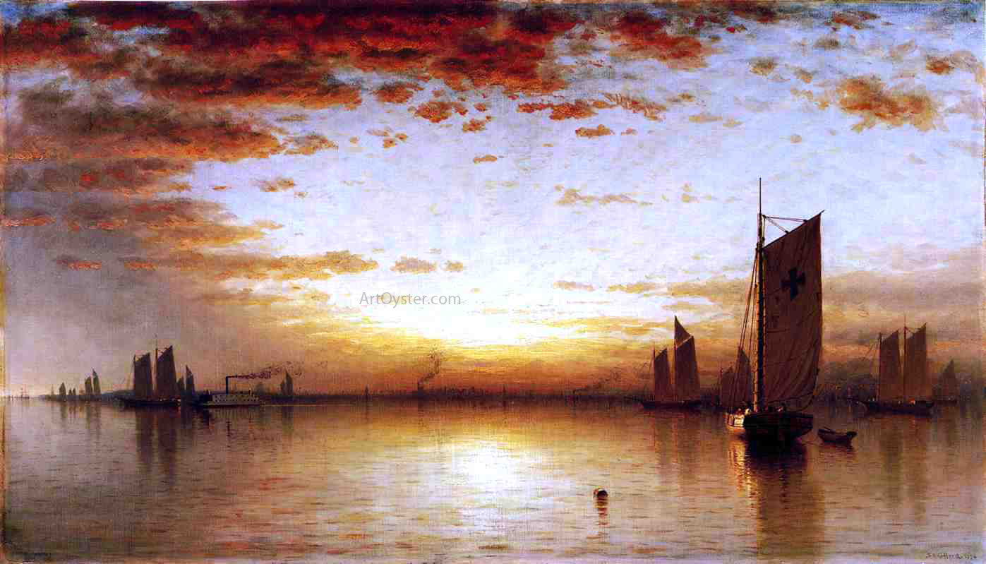 Sanford Robinson Gifford A Sunset, Bay of New York - Canvas Print