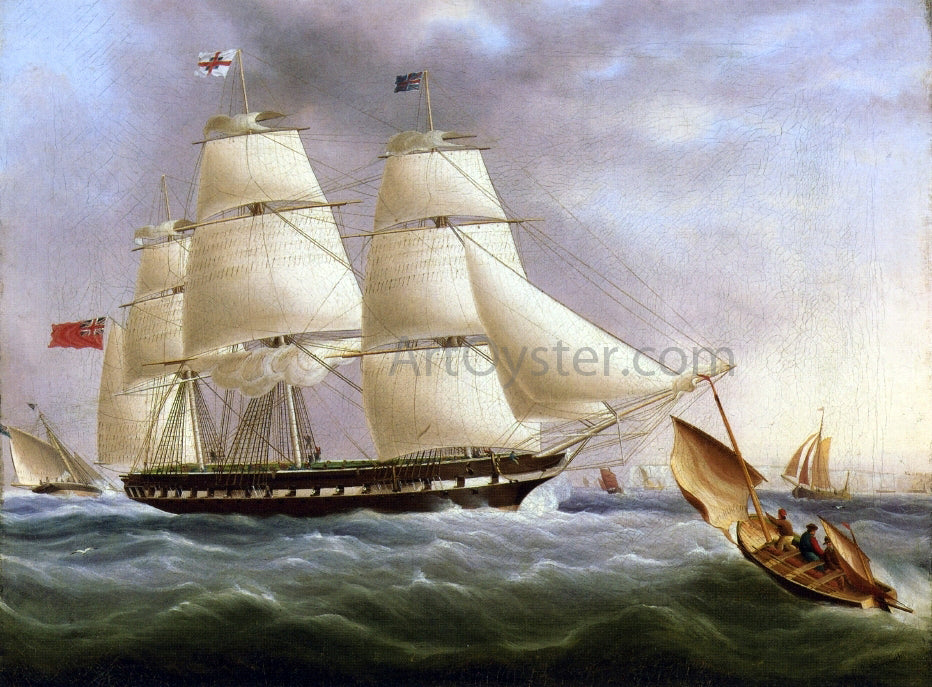 James E Buttersworth A Three-Masted Ship off Dover - Canvas Print