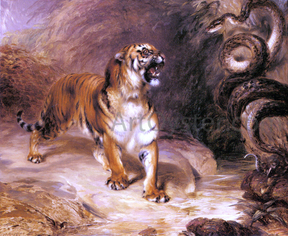 William Huggins A Tiger and a Serpent - Canvas Print