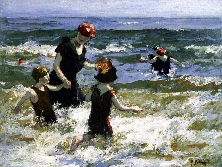 Edward Potthast A Timid Bather - Canvas Print