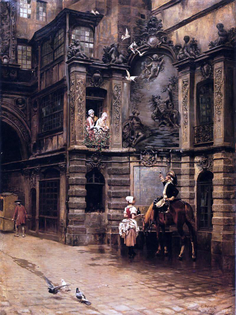 Charles-Edouard Delort A Toast to Love - Canvas Print