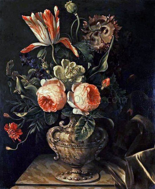 Willem Frederik Van Royen A Vase of Flowers - Canvas Print