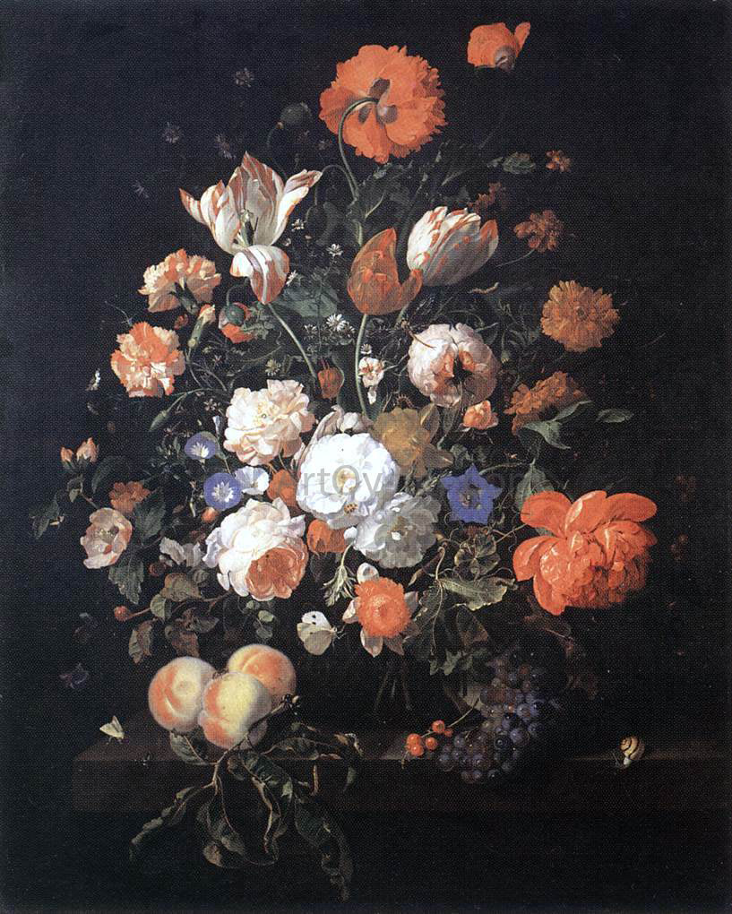 Rachel Ruysch A Vase of Flowers - Canvas Print