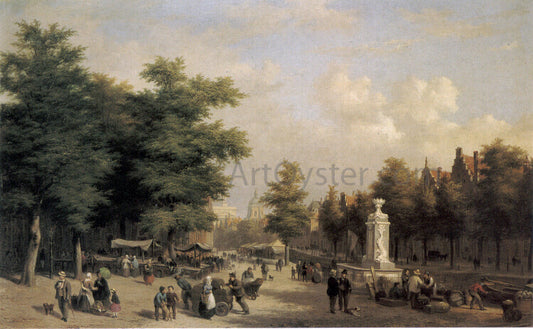Hubertus Van Hove View of Amsterdam Market - Canvas Print