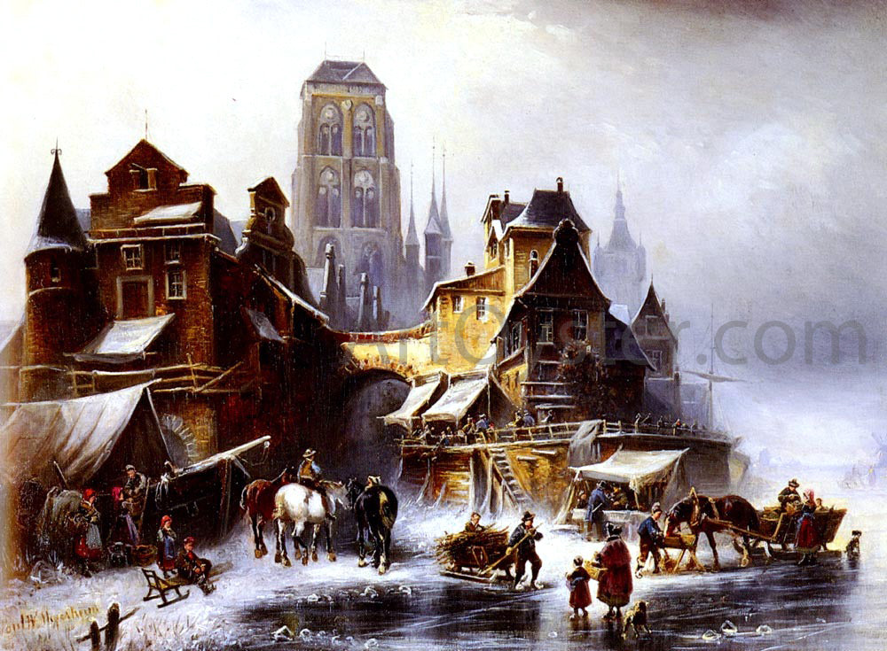 Paul Wilhelm Meyerheim A View Of Danzig In Winter - Canvas Print