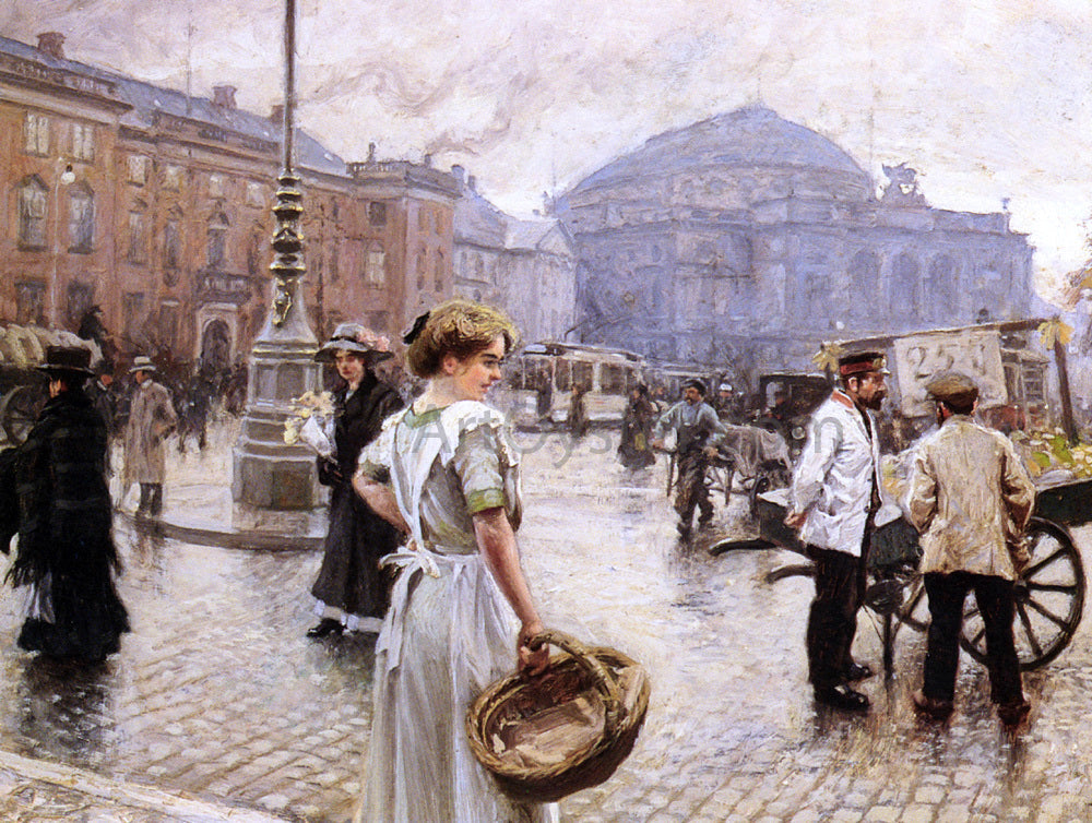 Paul-Gustave Fischer A View of Kongens Nytorv, Copenhagen - Canvas Print