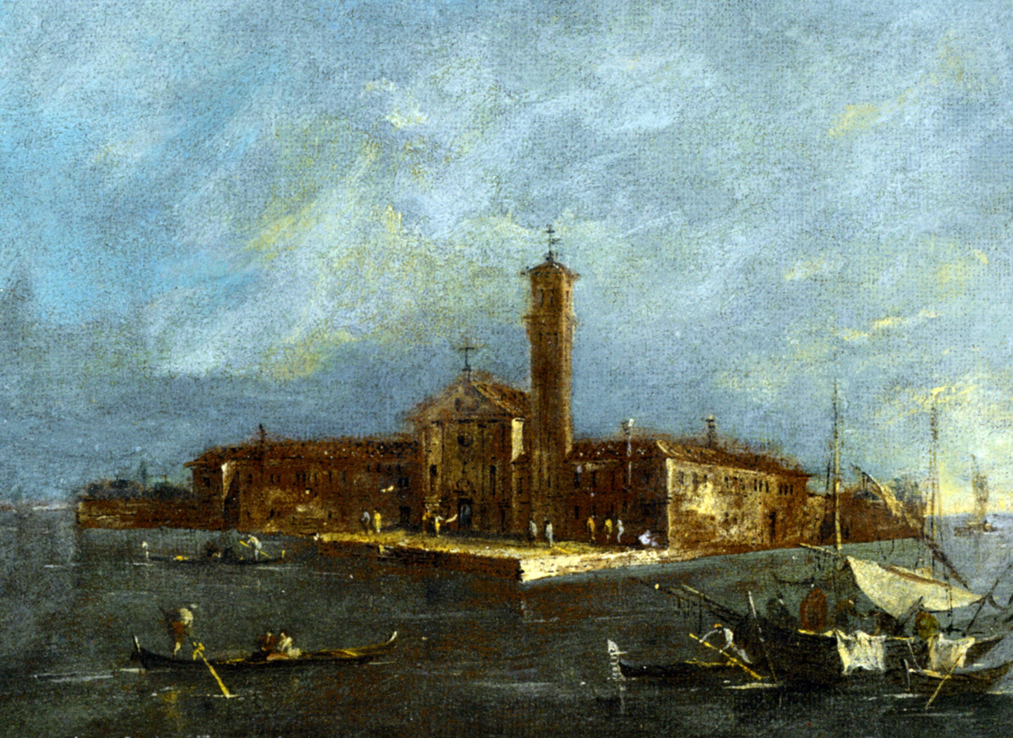 Giacomo Guardi View of the Island of Santa Maria delle Grazie - Canvas Print