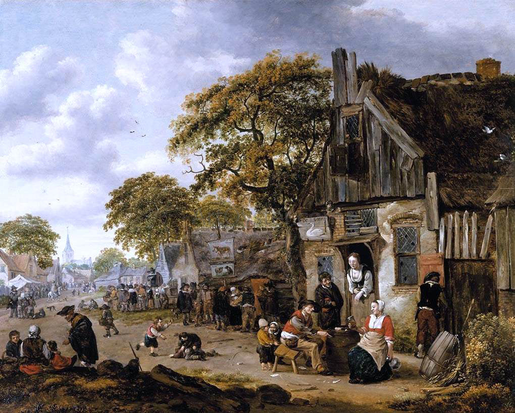 Salomon Rombouts Village Street Scene - Canvas Print