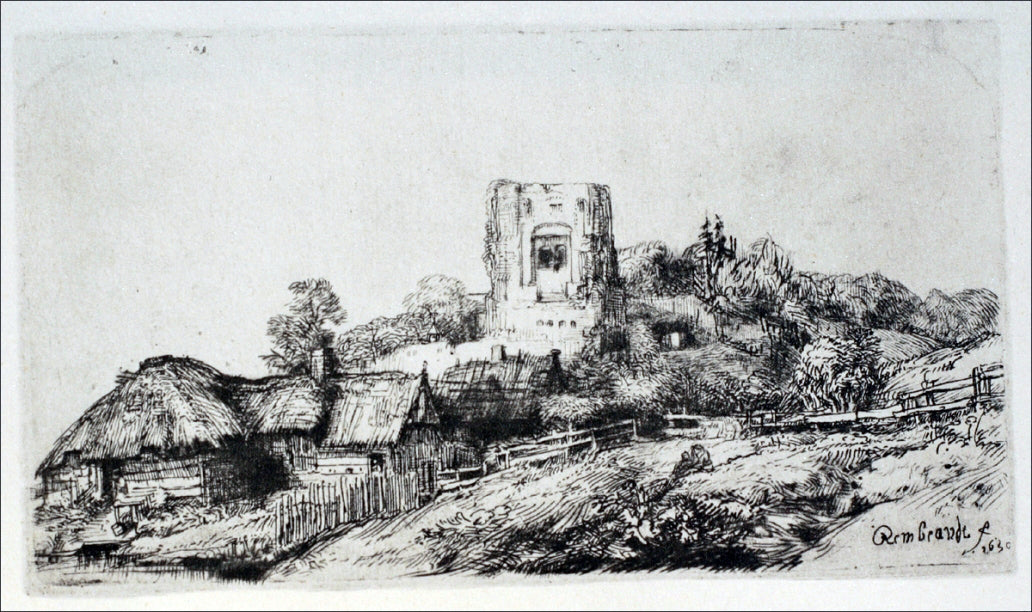 Rembrandt Van Rijn Village with a Square Tower - Canvas Print
