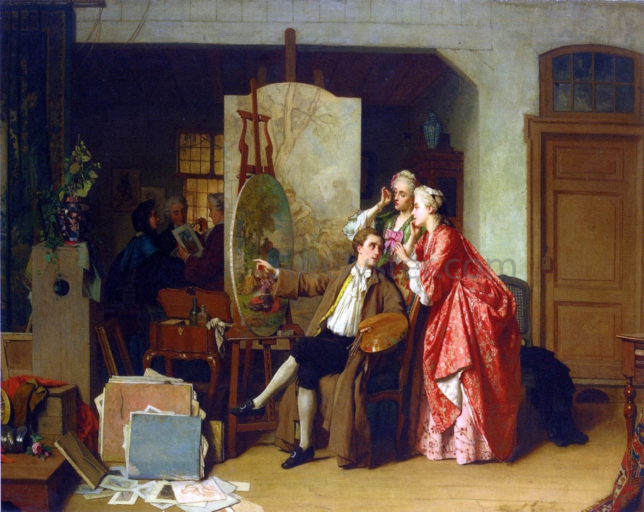 Jean Carolus A Visit to Watteau's Studio - Canvas Print
