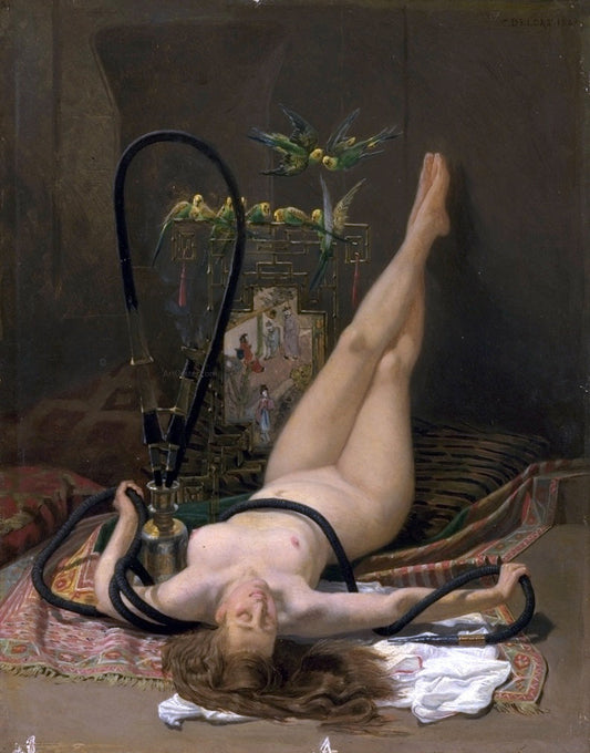Charles Edmond Delort A Voluptuous Smoke - Canvas Print
