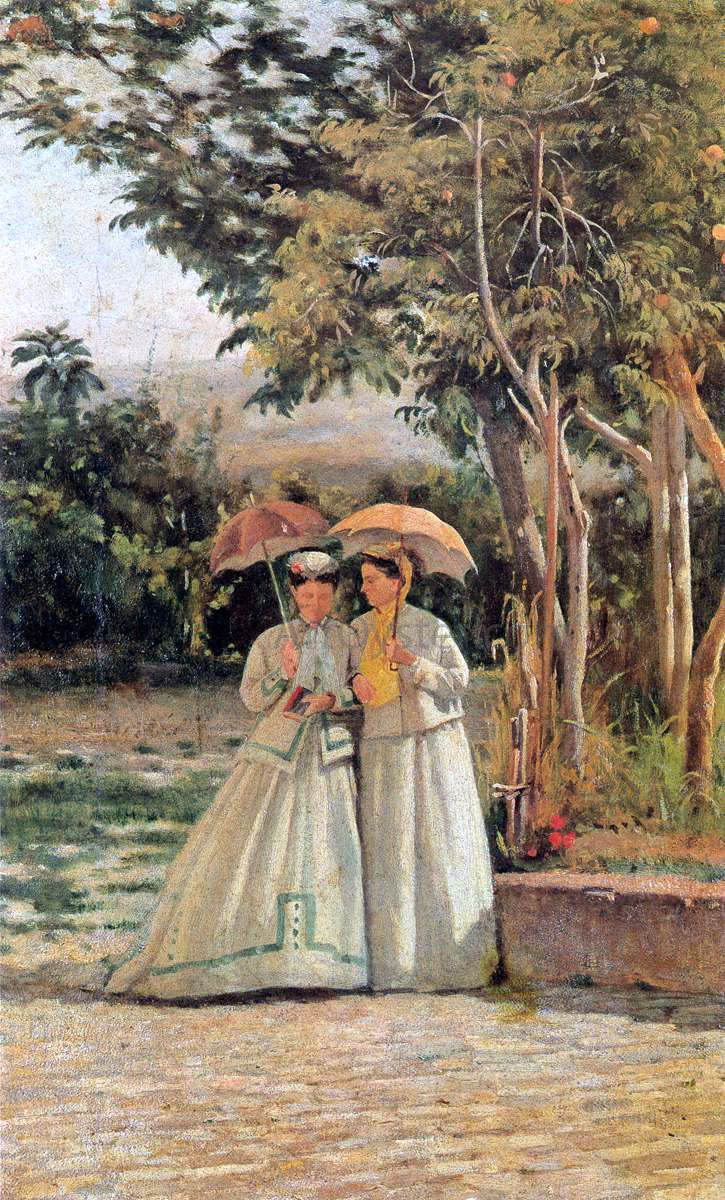 Silvestro Lega A Walk in the Garden - Canvas Print