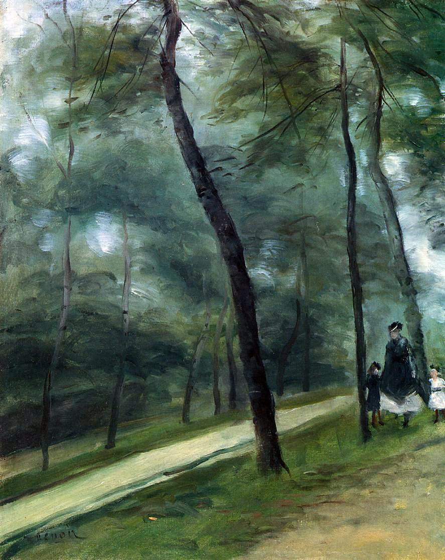 Pierre Auguste Renoir A Walk in the Woods (also known as Madame Lecoeur and Her Children) - Canvas Print