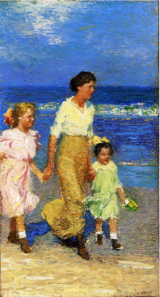Edward Potthast A Walk on the Beach - Canvas Print