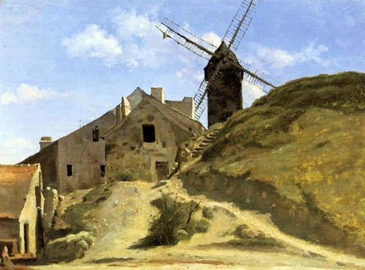 Jean-Baptiste-Camille Corot A Windmill in Montmartre - Canvas Print