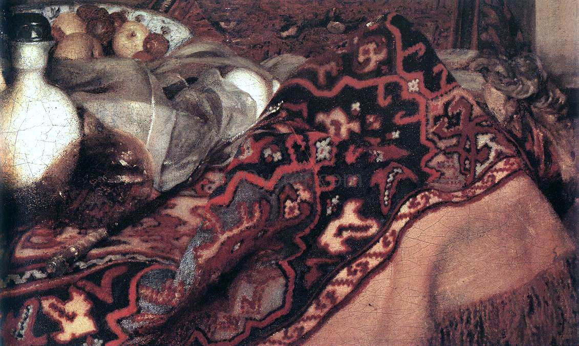 Johannes Vermeer A Woman Asleep at Table (detail: 2) - Canvas Print
