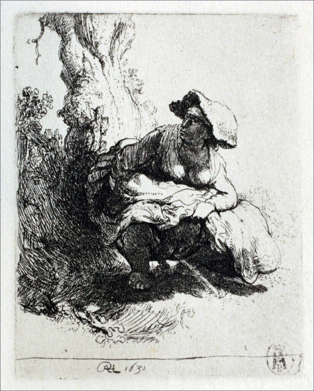 Rembrandt Van Rijn Woman Beneath a Tree - Canvas Print