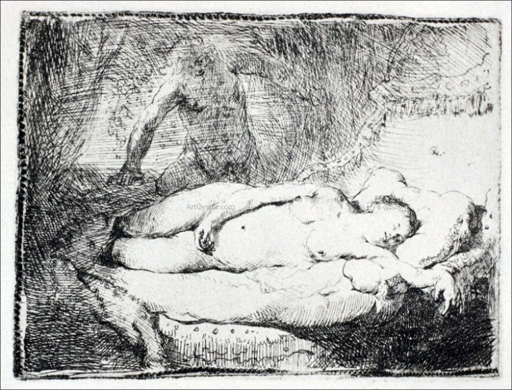 Rembrandt Van Rijn Woman Lying on a Bed - Canvas Print