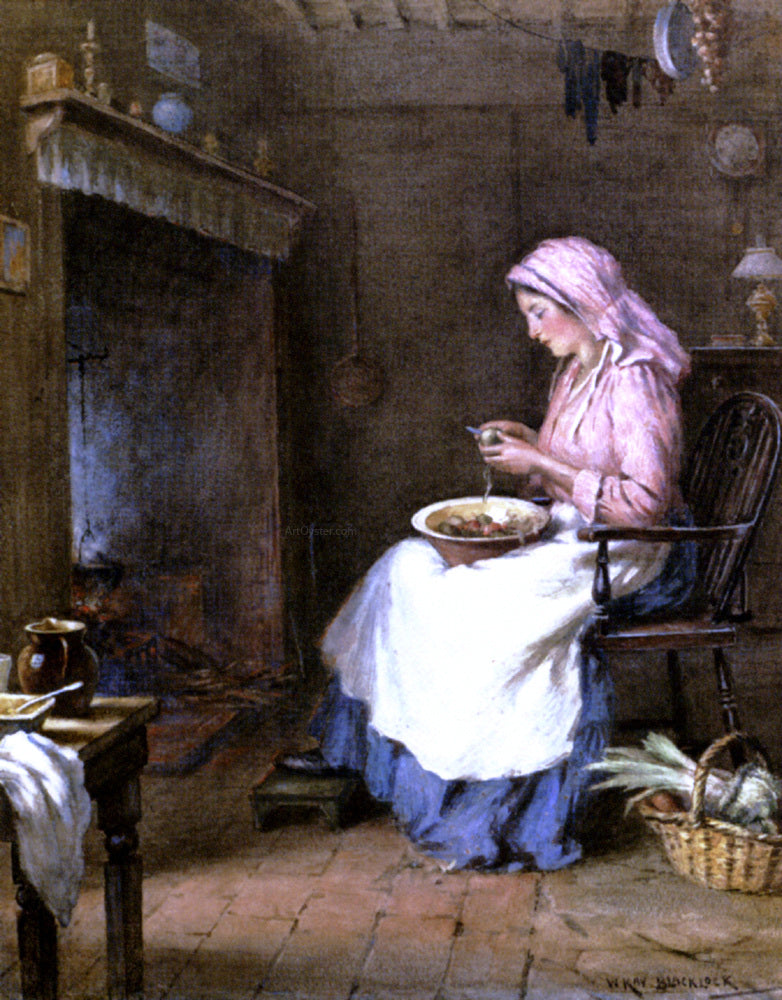 William Kay Blacklock A Woman Peeling Vegetables - Canvas Print