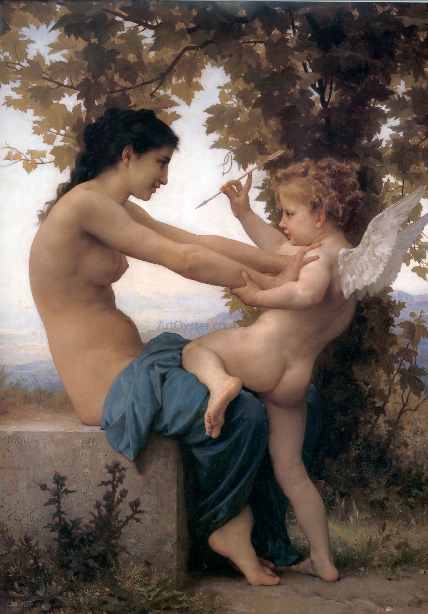 William Adolphe Bouguereau A Young Girld Defending Her Eros - Canvas Print