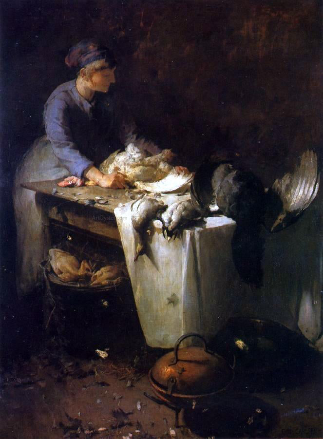 Emil Carlsen A Young Girl Preparing Poultry - Canvas Print