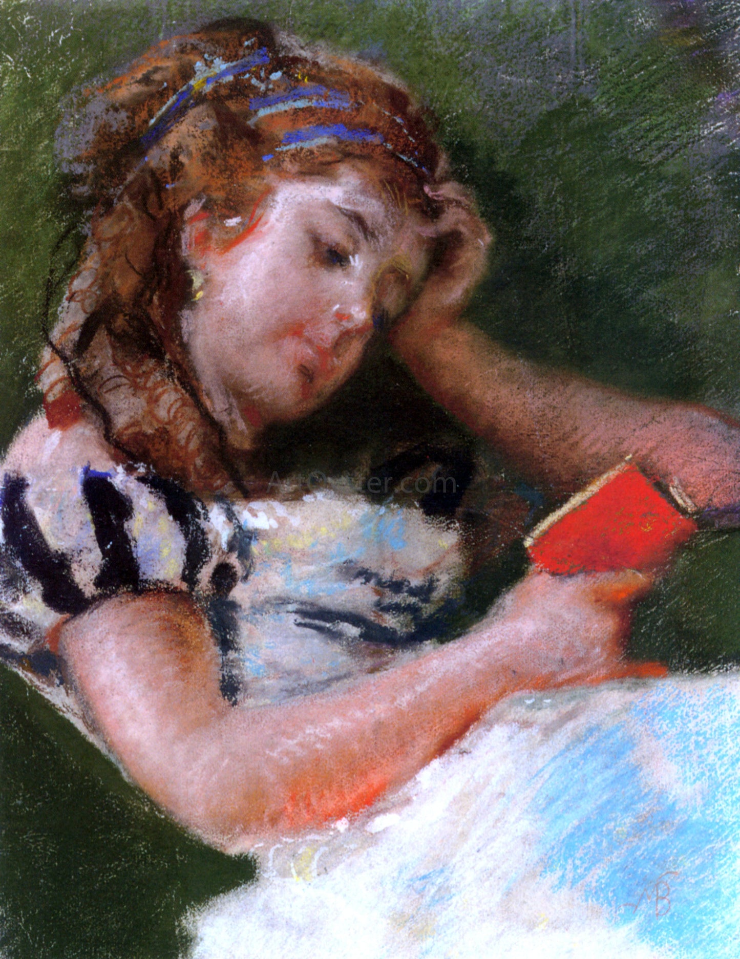Mose Bianchi A Young Girl Reading - Canvas Print