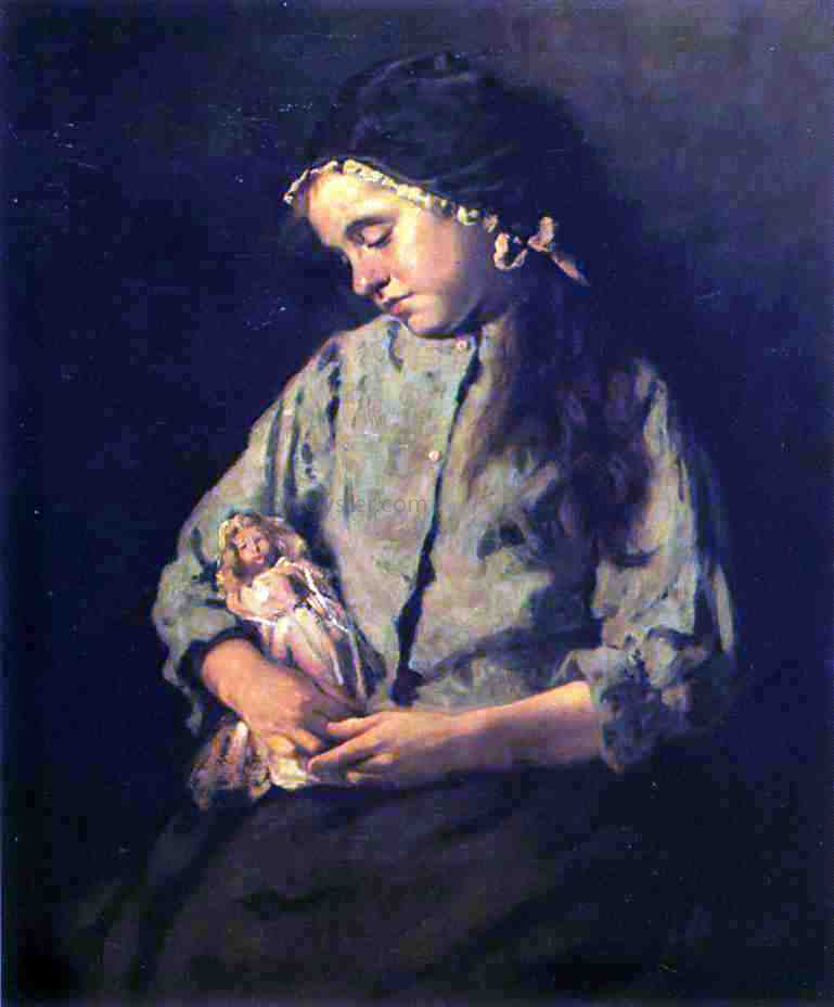 Lawrence Carmichael Earle A Young Girl with Her Doll - Canvas Print