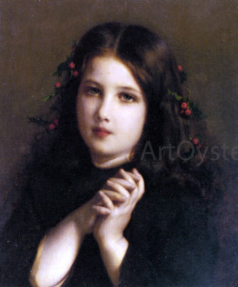 Etienne Adolphe Piot A Young Girl with Holly Berries in her Hair - Canvas Print