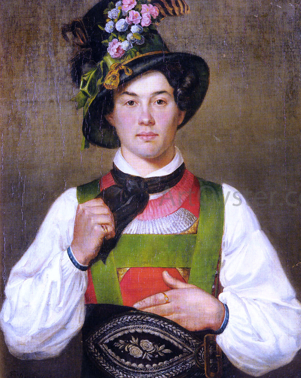 Franz Von Defregger A Young Man In Tyrolean Costume - Canvas Print