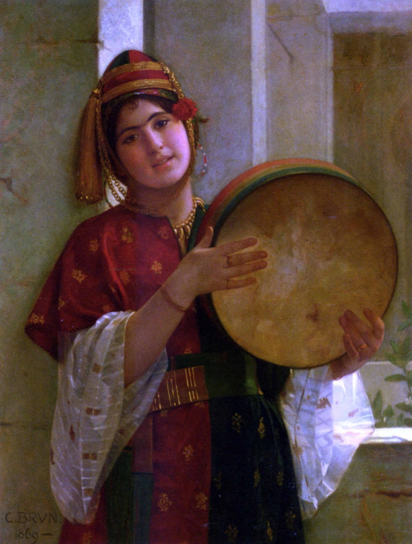 Christen Brun A Young Turkish Woman - Canvas Print