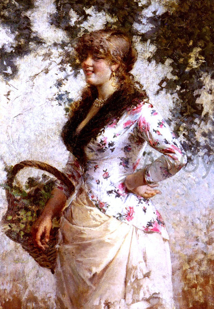 Egisto Lancerotto A Young Woman In A Vineyard - Canvas Print