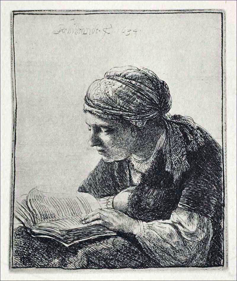 Rembrandt Van Rijn Young Woman Reading - Canvas Print