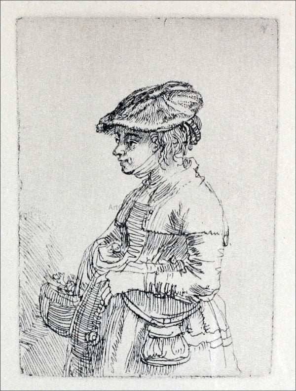 Rembrandt Van Rijn Young Woman with a Basket - Canvas Print