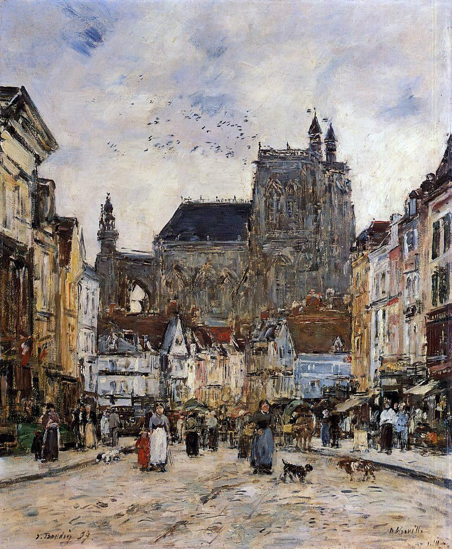 Eugene-Louis Boudin Abbeville, Street and the Church of Saint-Vulfran - Canvas Print