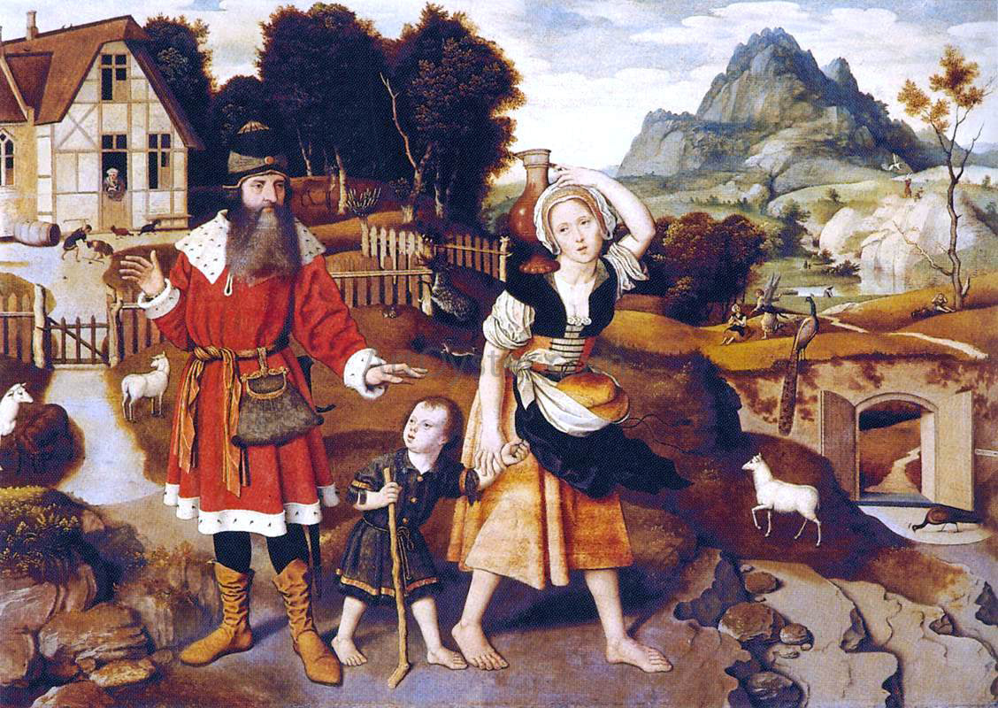 Jan Mostaert Abraham and Hagar - Canvas Print