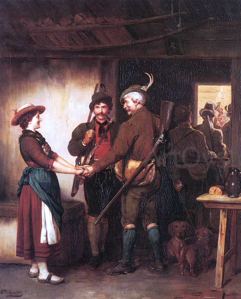 Franz Von Defregger Abschied Der Jeger - Canvas Print